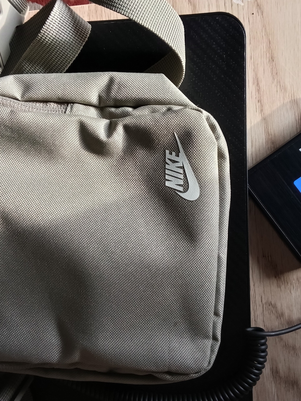Nike Men’s Beige Crossbody Belt Bag with White Logo